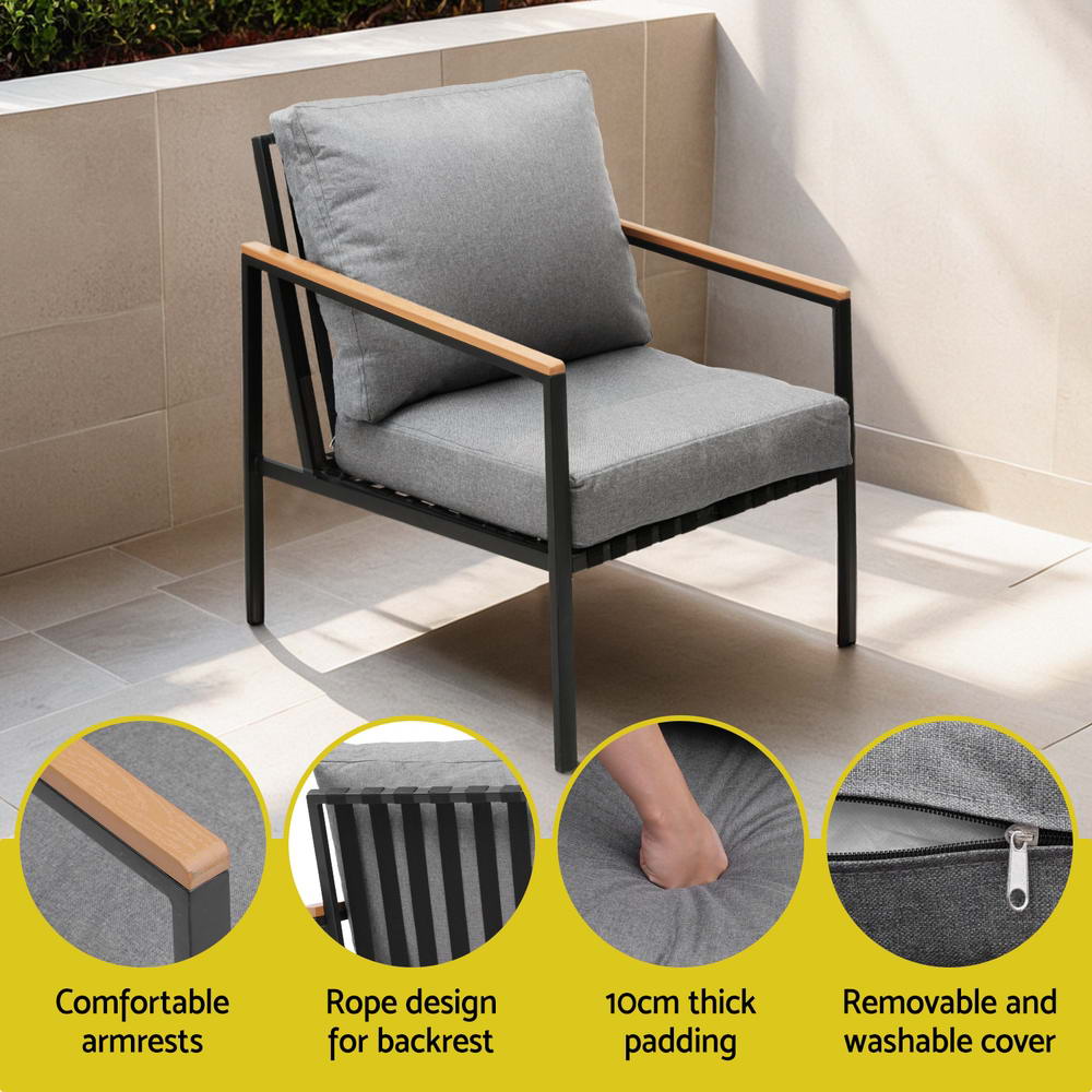 Outdoor Sofas & Lounge Sets: Gardeon 5 Seater Outdoor Sofa Set 4PCS Table Chair Garden Bench Patio Furniture