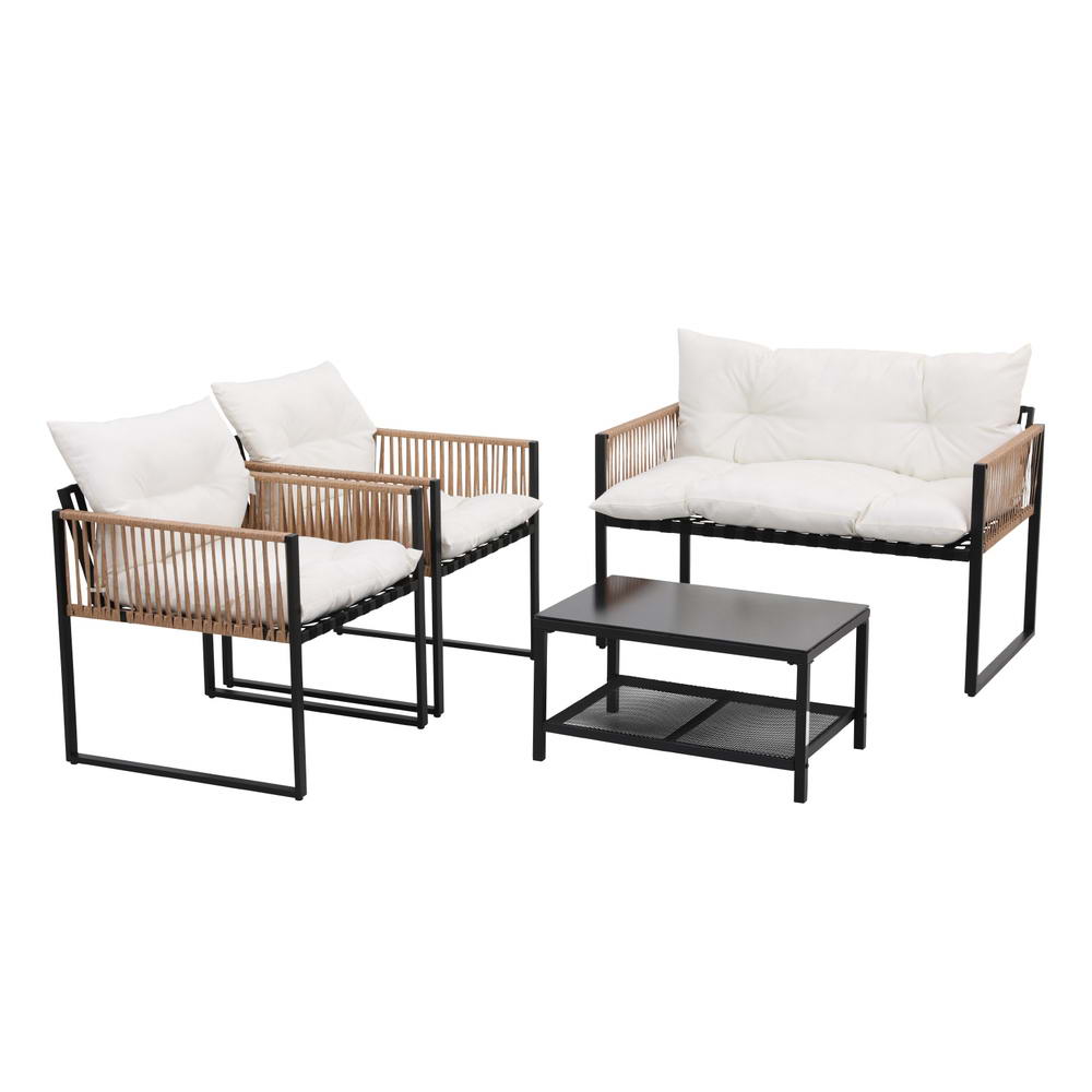 Outdoor Sofas & Lounge Sets: Gardeon 4 Seater Outdoor Sofa Set 4PCS Table Chair Set Garden Patio Furniture