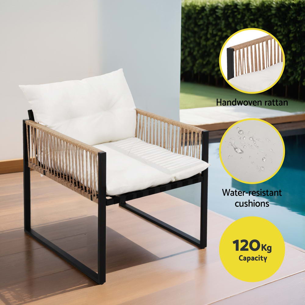 Outdoor Sofas & Lounge Sets: Gardeon 4 Seater Outdoor Sofa Set 4PCS Table Chair Set Garden Patio Furniture