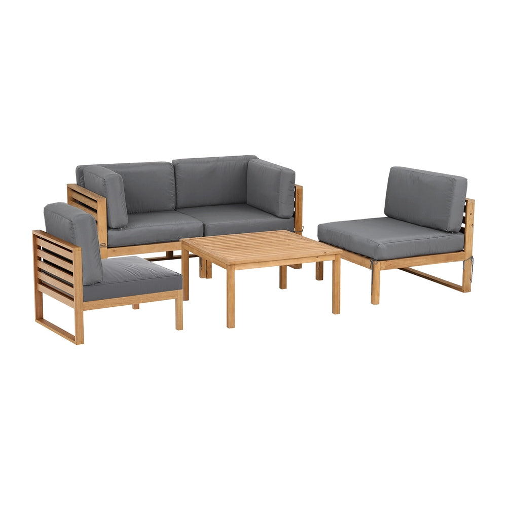 Outdoor Sofas & Lounge Sets: Gardeon 4-Piece Outdoor Sofa Set Wooden Couch Lounge Setting 5PCS