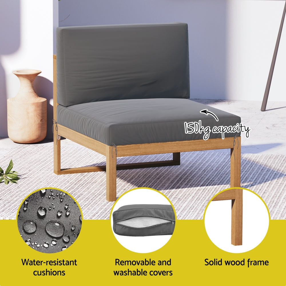 Outdoor Sofas & Lounge Sets: Gardeon 4-Piece Outdoor Sofa Set Wooden Couch Lounge Setting 5PCS