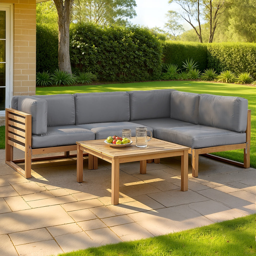 Outdoor Sofas & Lounge Sets: Gardeon 4-Piece Outdoor Sofa Set Wooden Couch Lounge Setting 5PCS