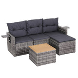 Outdoor Sofas & Lounge Sets: Gardeon 5 Pieces Outdoor Sofa Set 4-Seater Grey Rattan Patio Furniture Table and Chair Setting