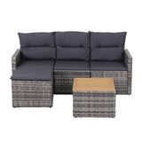 Outdoor Sofas & Lounge Sets: Gardeon 5 Pieces Outdoor Sofa Set 4-Seater Grey Rattan Patio Furniture Table and Chair Setting