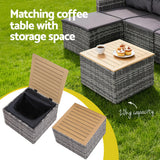Outdoor Sofas & Lounge Sets: Gardeon 5 Pieces Outdoor Sofa Set 4-Seater Grey Rattan Patio Furniture Table and Chair Setting