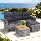 Outdoor Sofas & Lounge Sets: Gardeon 5 Pieces Outdoor Sofa Set 4-Seater Grey Rattan Patio Furniture Table and Chair Setting