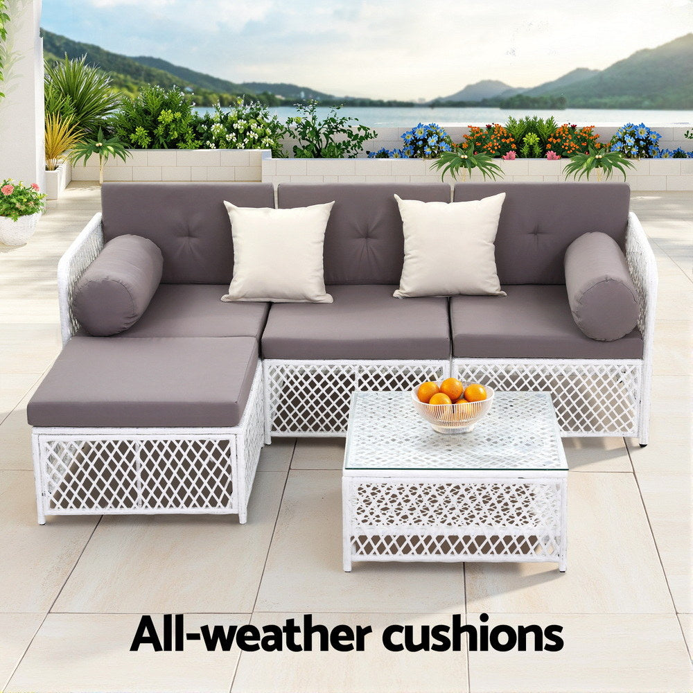 Outdoor Sofas & Lounge Sets: Gardeon 4 Seater Outdoor Sofa Set 5PCS Table Chair Set Garden Patio Furniture