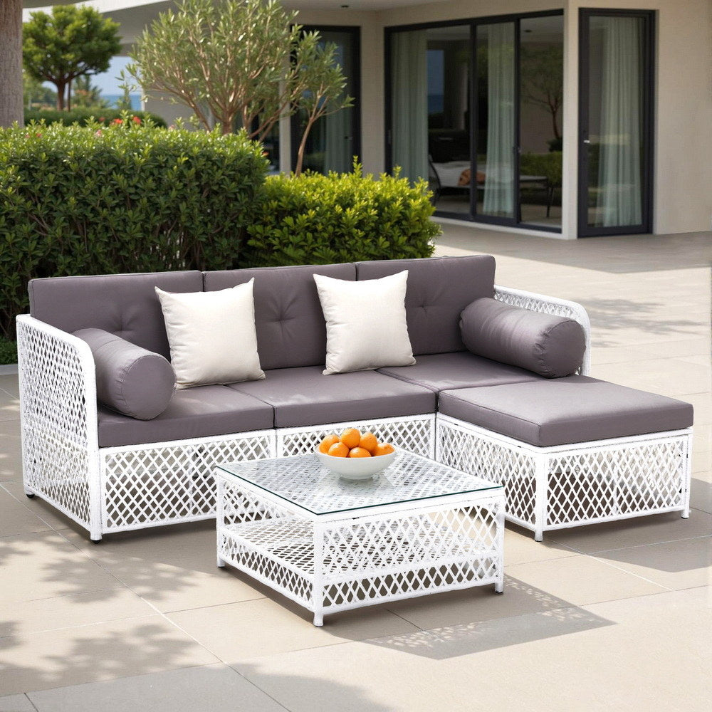 Outdoor Sofas & Lounge Sets: Gardeon 4 Seater Outdoor Sofa Set 5PCS Table Chair Set Garden Patio Furniture