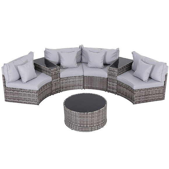 Gardeon 4 Seater Outdoor Sofa Set 7PCS Table Chair Set Garden Rattan Patio Furniture