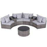 Gardeon 4 Seater Outdoor Sofa Set 7PCS Table Chair Set Garden Rattan Patio Furniture