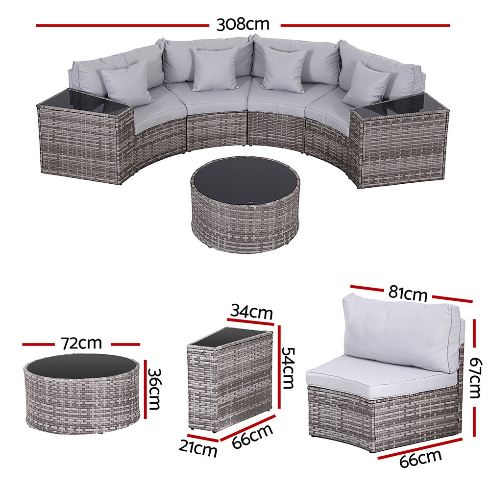 Outdoor Sofas & Lounge Sets: Gardeon 4 Seater Outdoor Sofa Set 7PCS Table Chair Set Garden Rattan Patio Furniture