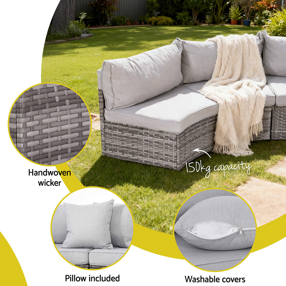 Outdoor Sofas & Lounge Sets: Gardeon 4 Seater Outdoor Sofa Set 7PCS Table Chair Set Garden Rattan Patio Furniture