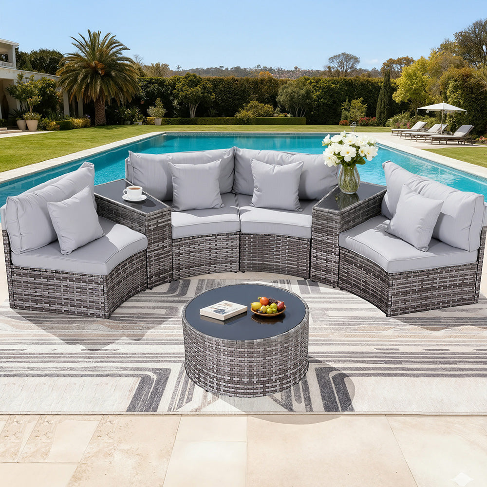 Outdoor Sofas & Lounge Sets: Gardeon 4 Seater Outdoor Sofa Set 7PCS Table Chair Set Garden Rattan Patio Furniture