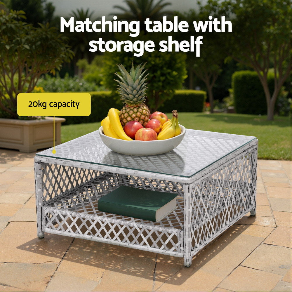 Outdoor Sofas & Lounge Sets: Gardeon 6 Seater Outdoor Sofa Set 7PCS Table Chair Set Garden Rattan Patio Furniture