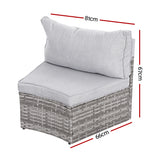 Gardeon 2 PCS Outdoor Sofa Set Rattan Modular Chair Garden Patio Furniture Grey