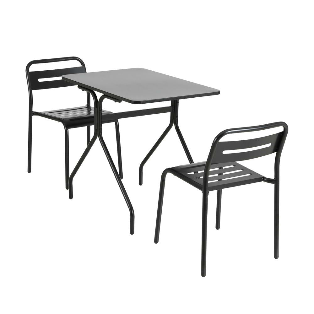 Outdoor Dining Sets: Gardeon 3PC Outdoor Bistro Set Patio Furniture Steel Table and Chairs Black