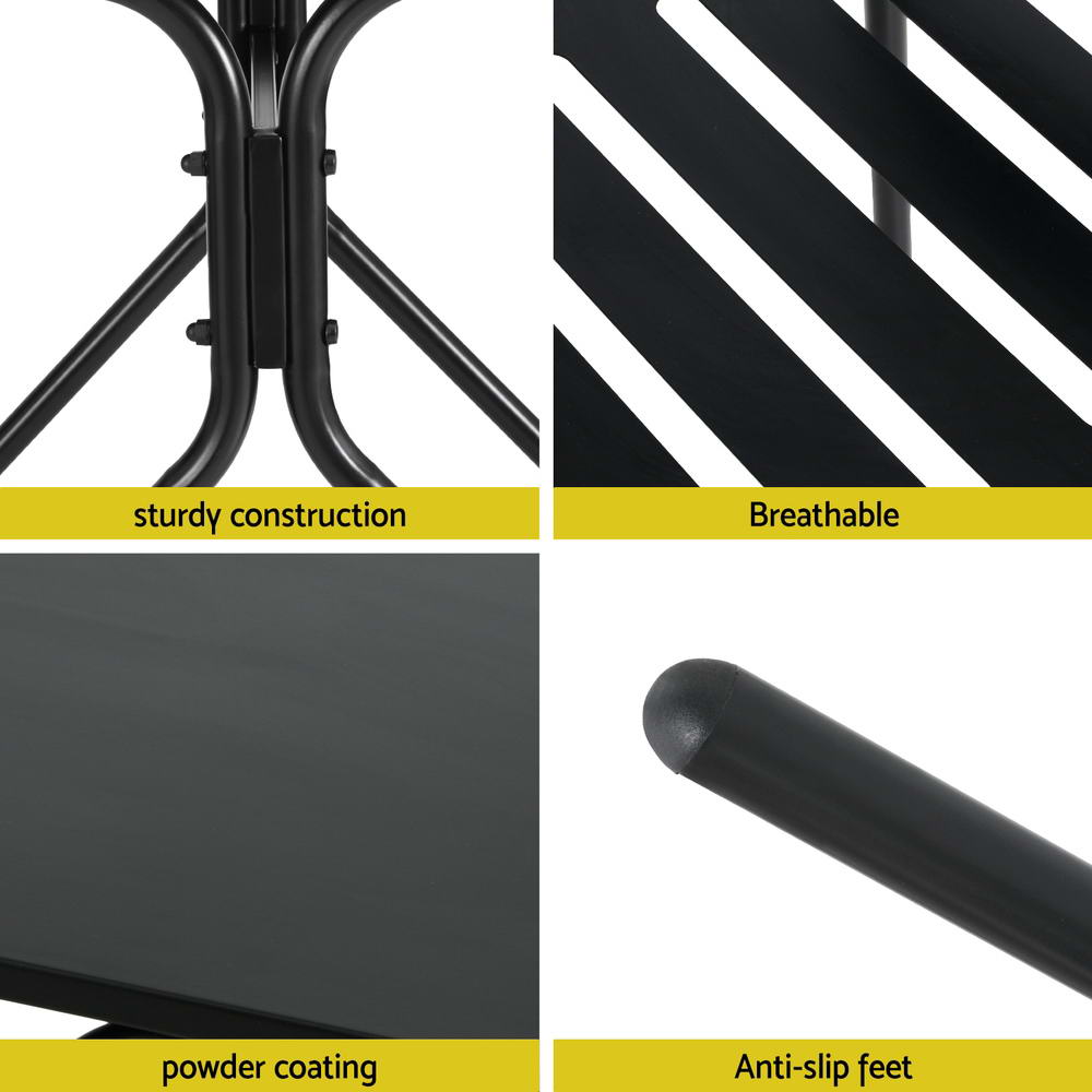 Outdoor Dining Sets: Gardeon 3PC Outdoor Bistro Set Patio Furniture Steel Table and Chairs Black
