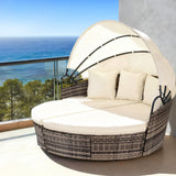 Gardeon Outdoor Day Bed Sun Lounge Setting Wicker Lounger Furniture Patio Beige Set of 3