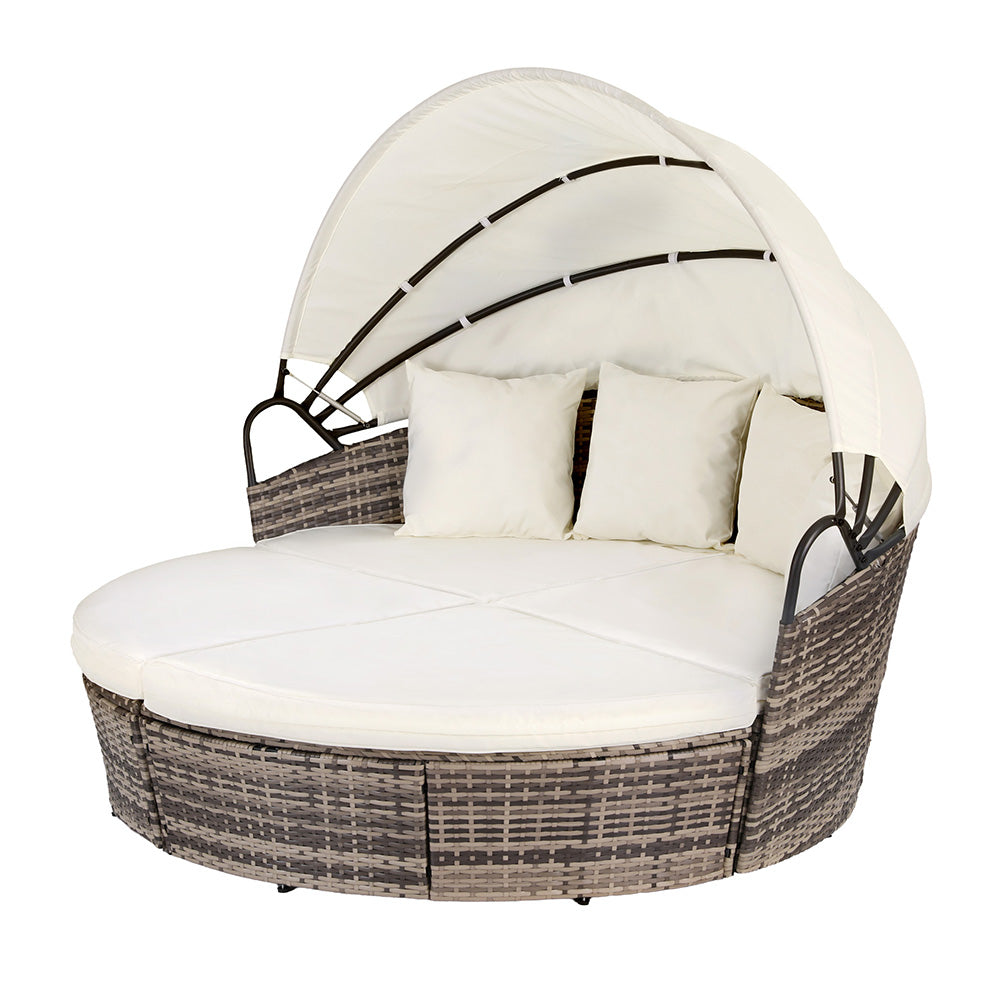 Sofas & Sofa Beds: Gardeon Outdoor Day Bed Sun Lounge Setting Wicker Lounger Furniture Patio Beige Set of 3
