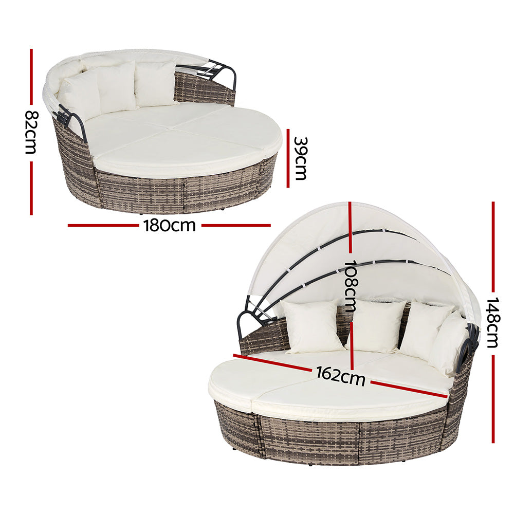 Sofas & Sofa Beds: Gardeon Outdoor Day Bed Sun Lounge Setting Wicker Lounger Furniture Patio Beige Set of 3