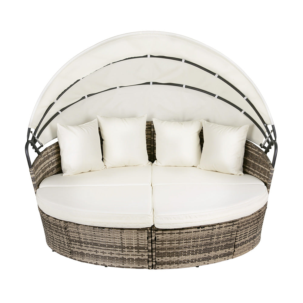 Sofas & Sofa Beds: Gardeon Outdoor Day Bed Sun Lounge Setting Wicker Lounger Furniture Patio Beige Set of 3