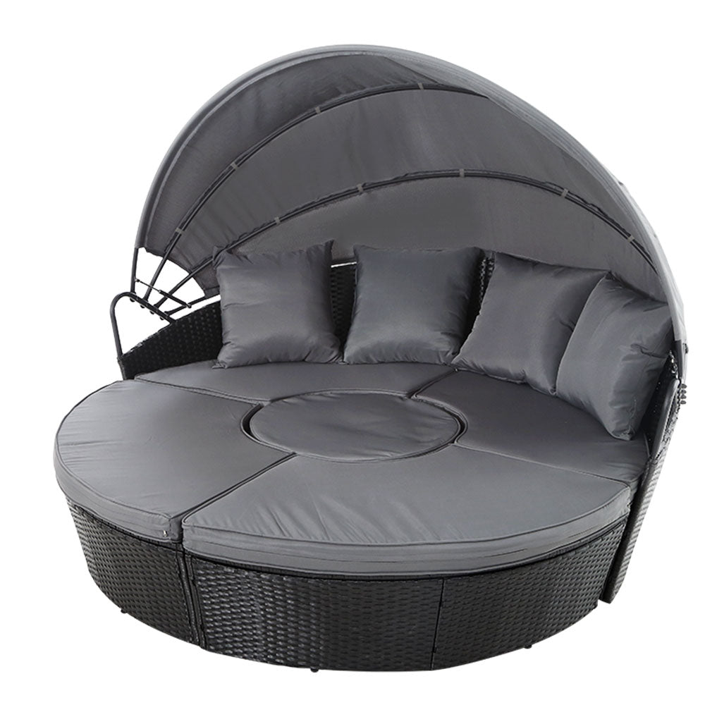 Outdoor Sofas & Lounge Sets: Gardeon Sun Lounge Setting Wicker Lounger Day Bed Patio Outdoor Furniture Black