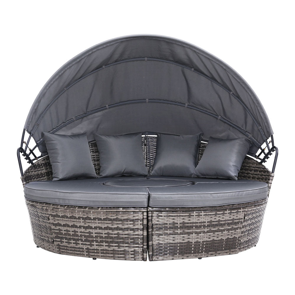 Outdoor Sofas & Lounge Sets: Gardeon Sun Lounge Setting Wicker Lounger Day Bed Patio Outdoor Furniture Grey