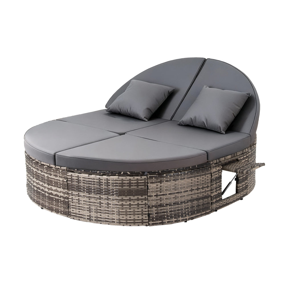 Outdoor Chairs: Gardeon Outdoor Day Bed Sun Lounge Setting Wicker Lounger Patio Furniture w/ Retractable Side Tray