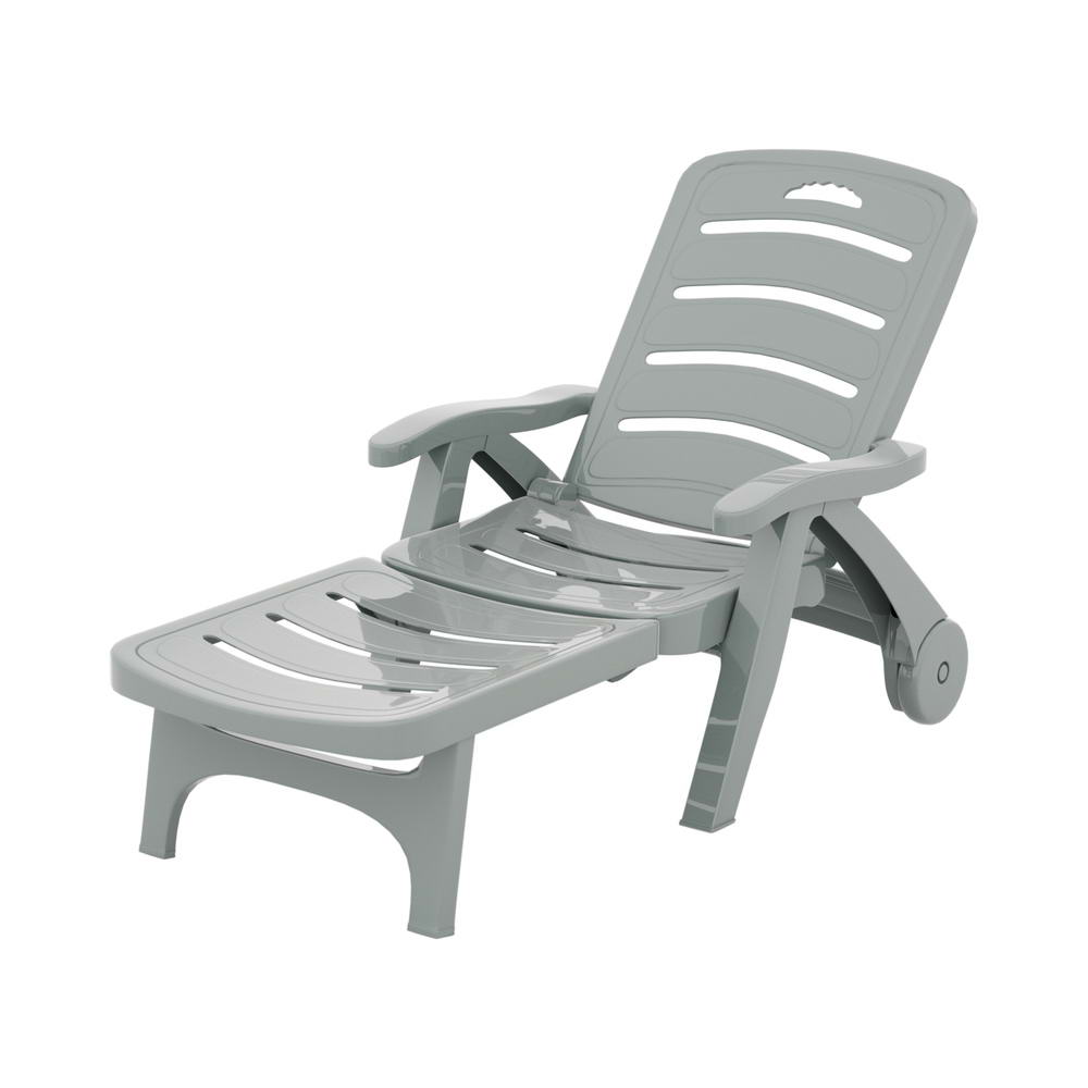 Outdoor Chairs: Gardeon Sun Lounger Folding Lounge Chair Wheels Patio Outdoor Furniture Grey