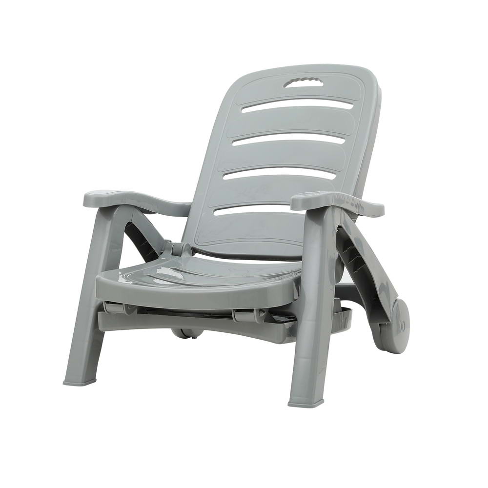 Outdoor Chairs: Gardeon Sun Lounger Folding Lounge Chair Wheels Patio Outdoor Furniture Grey