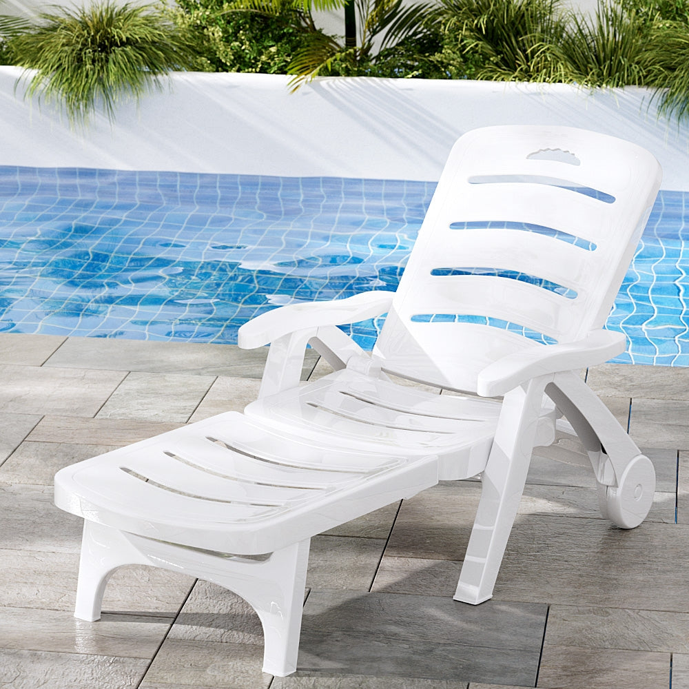 Outdoor Chairs: Gardeon Sun Lounger Folding Chaise Lounge Chair Wheels Patio Outdoor Furniture