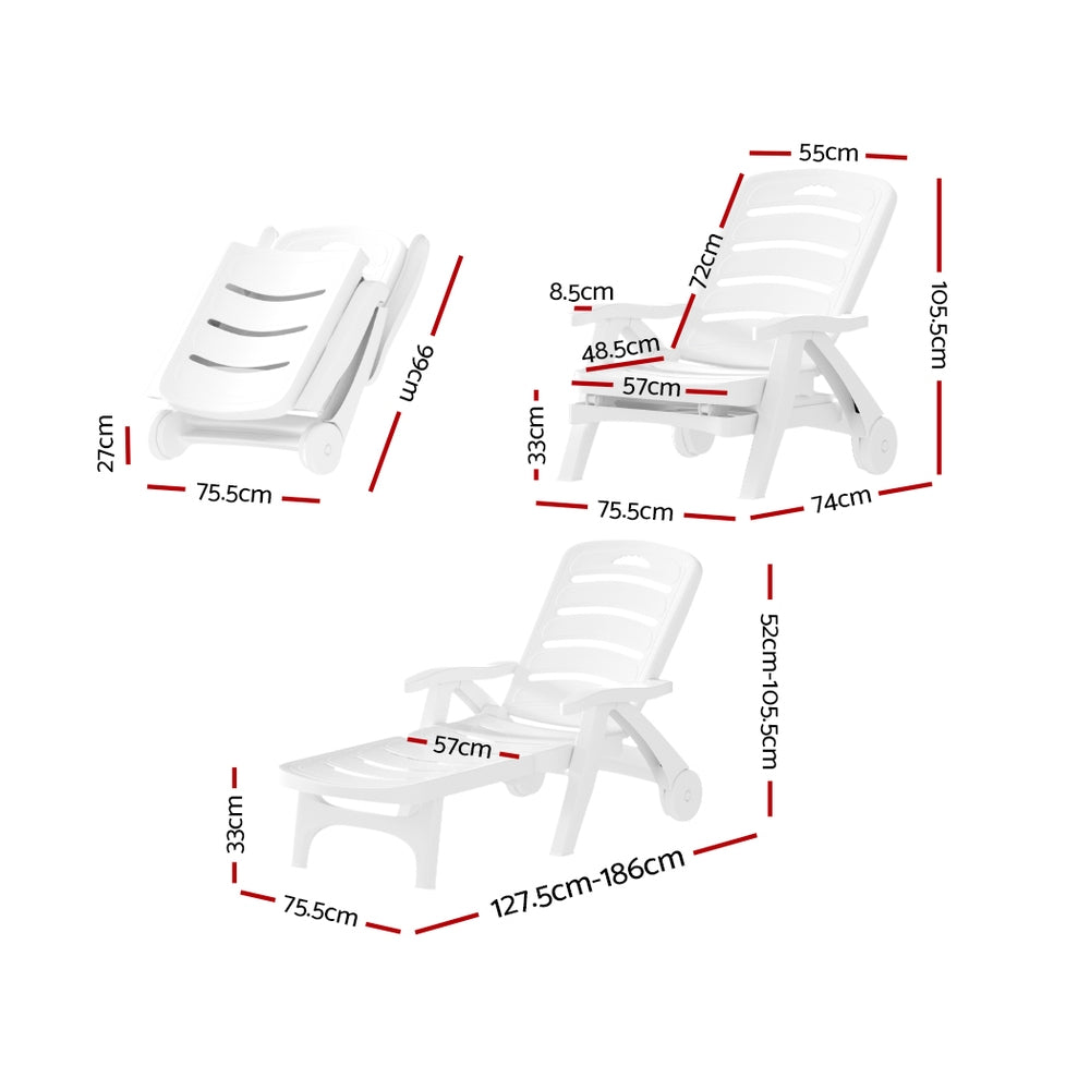 Outdoor Chairs: Gardeon Sun Lounger Folding Chaise Lounge Chair Wheels Patio Outdoor Furniture
