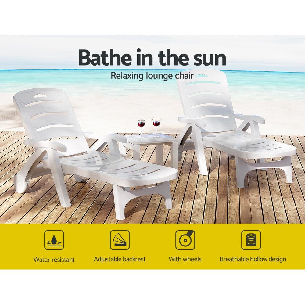 Outdoor Chairs: Gardeon Sun Lounger Folding Chaise Lounge Chair Wheels Patio Outdoor Furniture