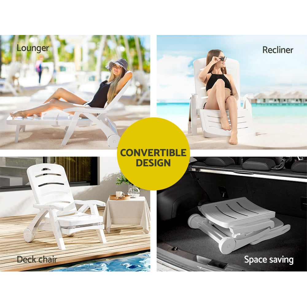 Outdoor Chairs: Gardeon Sun Lounger Folding Chaise Lounge Chair Wheels Patio Outdoor Furniture