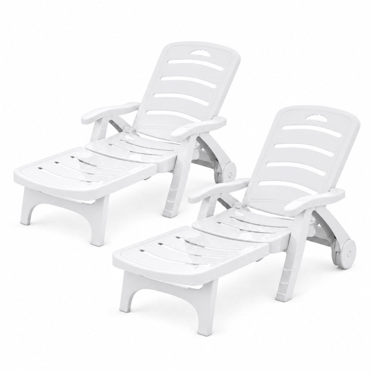 Gardeon Set of 2Sun Lounger Folding Chaise Lounge Chair Wheels Patio Outdoor Furniture