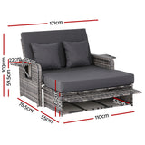 Sofas & Sofa Beds: Gardeon Outdoor Day Bed Sun Lounge Setting Wicker Lounger Patio Furniture Grey