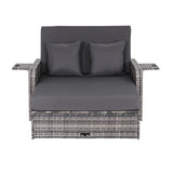 Sofas & Sofa Beds: Gardeon Outdoor Day Bed Sun Lounge Setting Wicker Lounger Patio Furniture Grey
