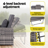 Sofas & Sofa Beds: Gardeon Outdoor Day Bed Sun Lounge Setting Wicker Lounger Patio Furniture Grey