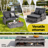 Sofas & Sofa Beds: Gardeon Outdoor Day Bed Sun Lounge Setting Wicker Lounger Patio Furniture Grey