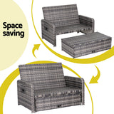 Sofas & Sofa Beds: Gardeon Outdoor Day Bed Sun Lounge Setting Wicker Lounger Patio Furniture Grey