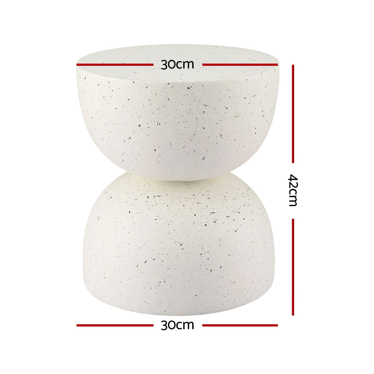 Gardeon Outdoor Side Table MGO Hourglass Garden Stool Terrazzo Look White
