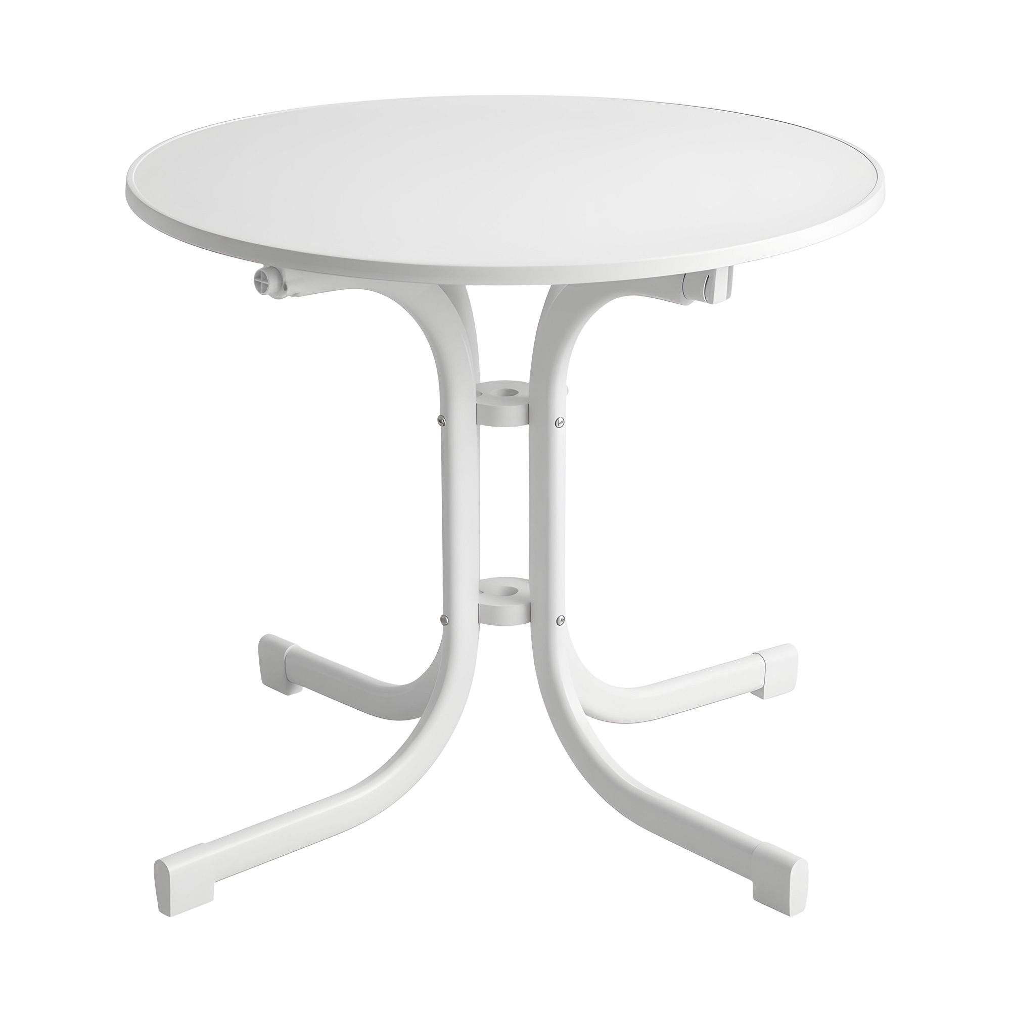 Gardeon Outdoor Side Table 80cm Folding Steel Round Bistro Desk Cafe Patio Furniture White
