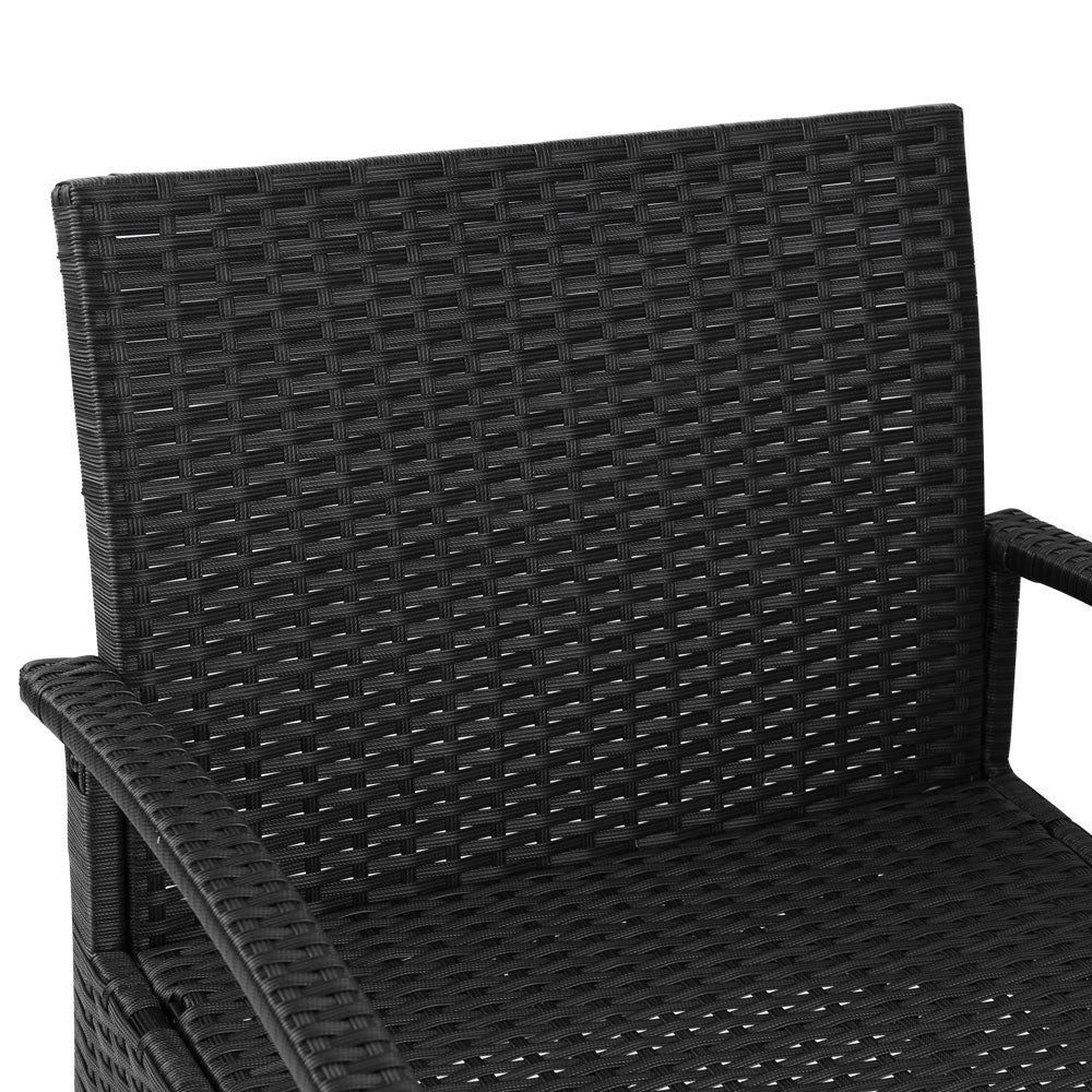 Outdoor Sofas & Lounge Sets: Gardeon 3PC Patio Furniture Bistro Set Wicker Outdoor Lounge Setting Black