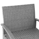 Gardeon 3PC Patio Furniture Bistro Set Wicker Outdoor Lounge Setting Grey