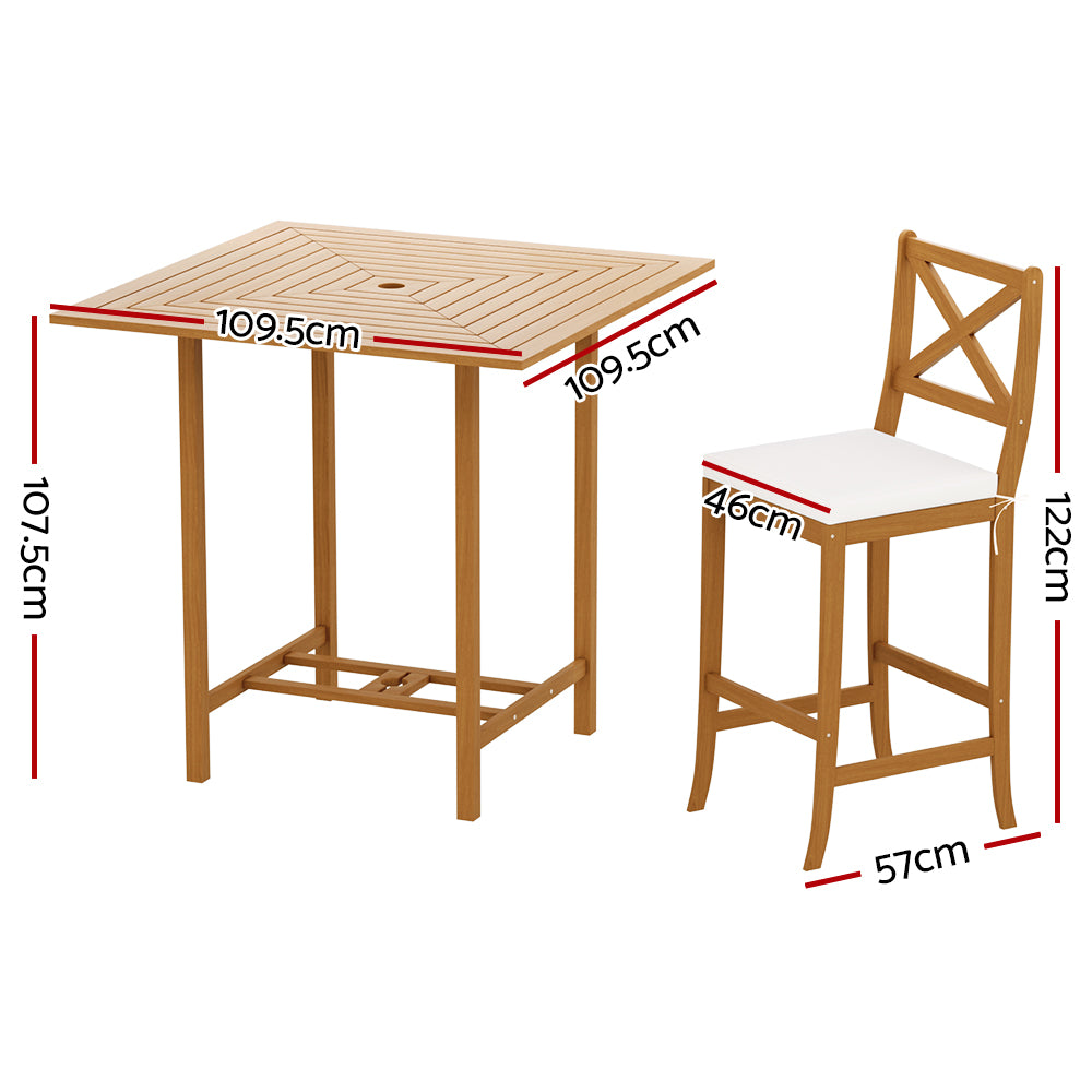 Table & Bar Stools: Gardeon 5-Piece Outdoor Bar Set Acacia Wood Bistro Patio Table Stools