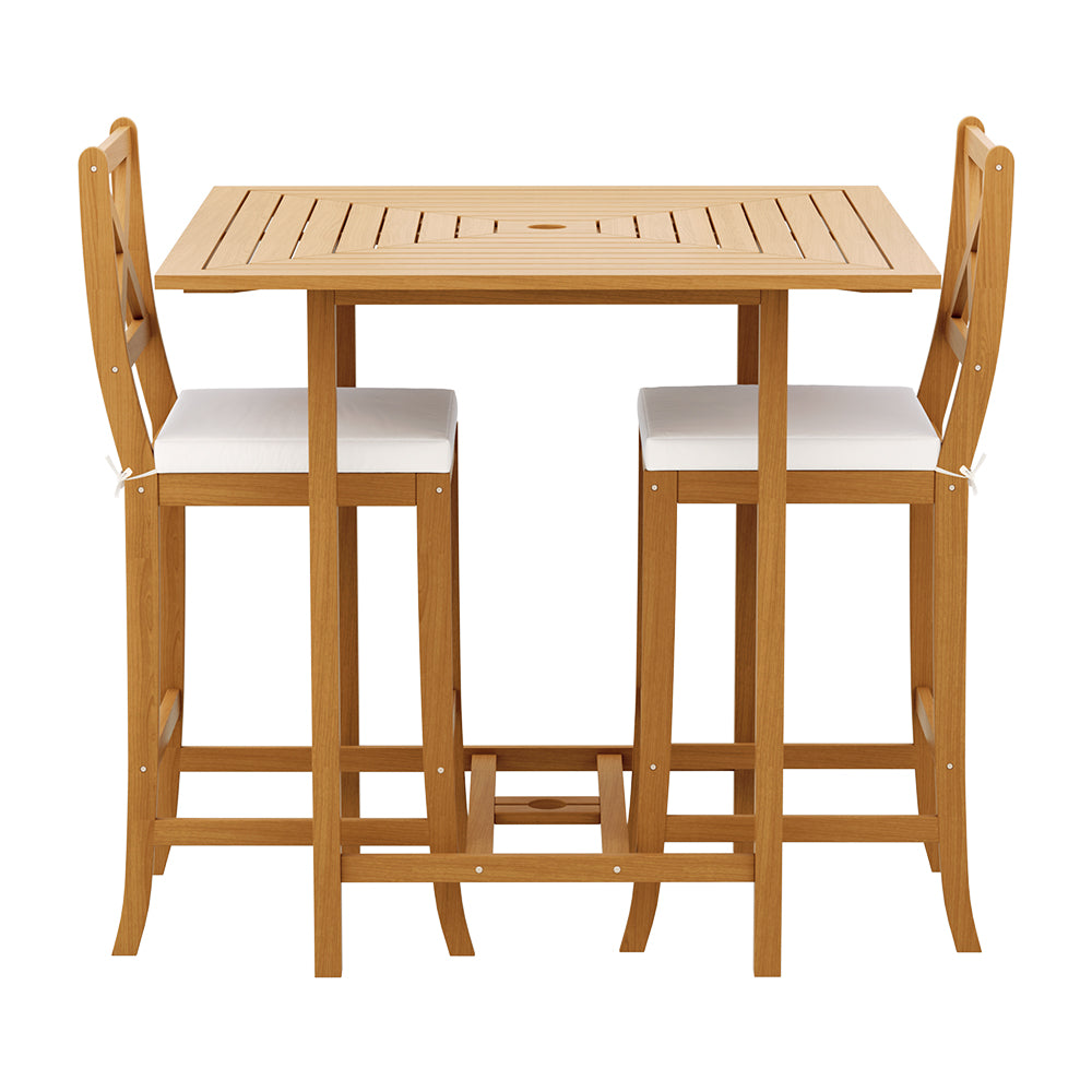 Table & Bar Stools: Gardeon 5-Piece Outdoor Bar Set Acacia Wood Bistro Patio Table Stools