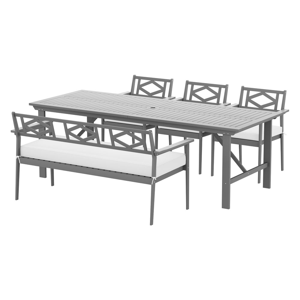 Outdoor Chairs: Gardeon Outdoor Dining Set 5 Piece Wooden Table Chairs Setting Grey