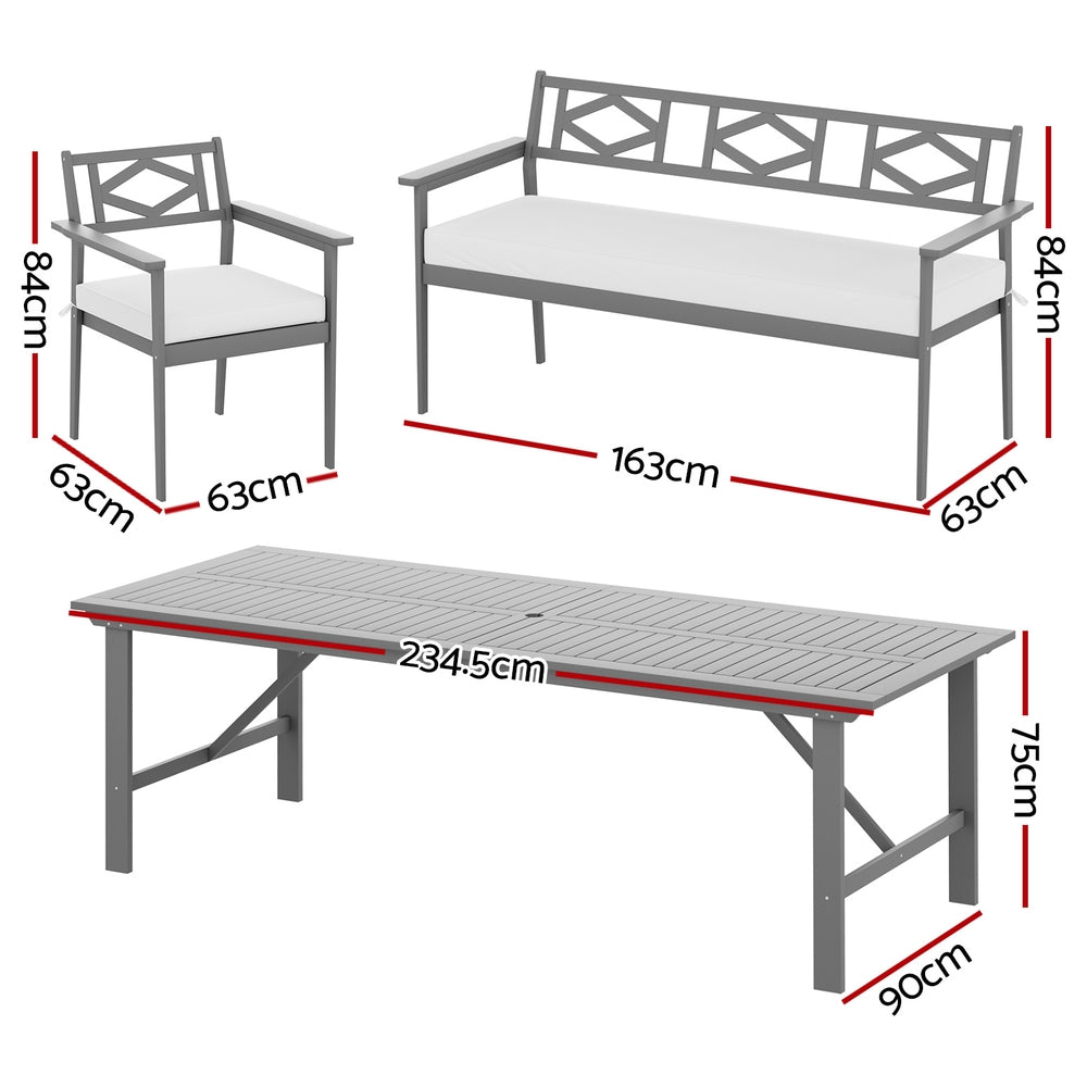 Outdoor Chairs: Gardeon Outdoor Dining Set 5 Piece Wooden Table Chairs Setting Grey