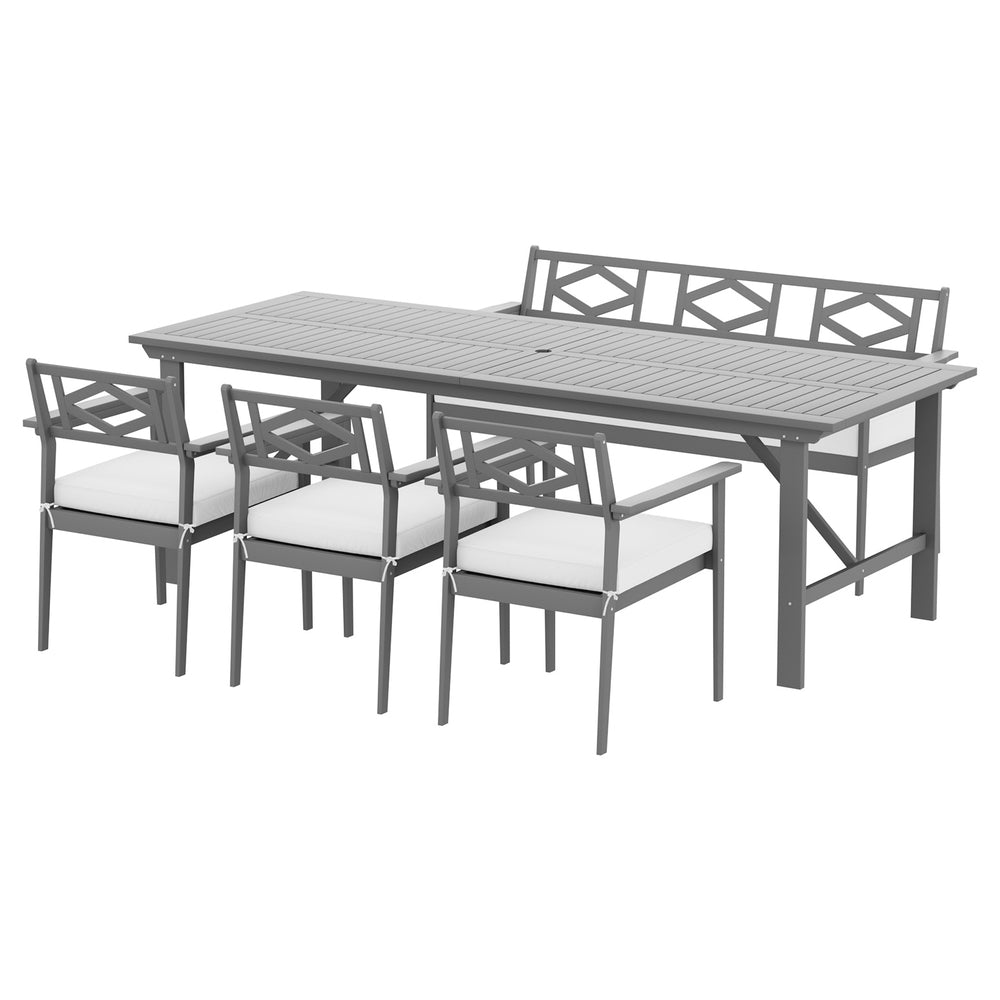 Outdoor Chairs: Gardeon Outdoor Dining Set 5 Piece Wooden Table Chairs Setting Grey