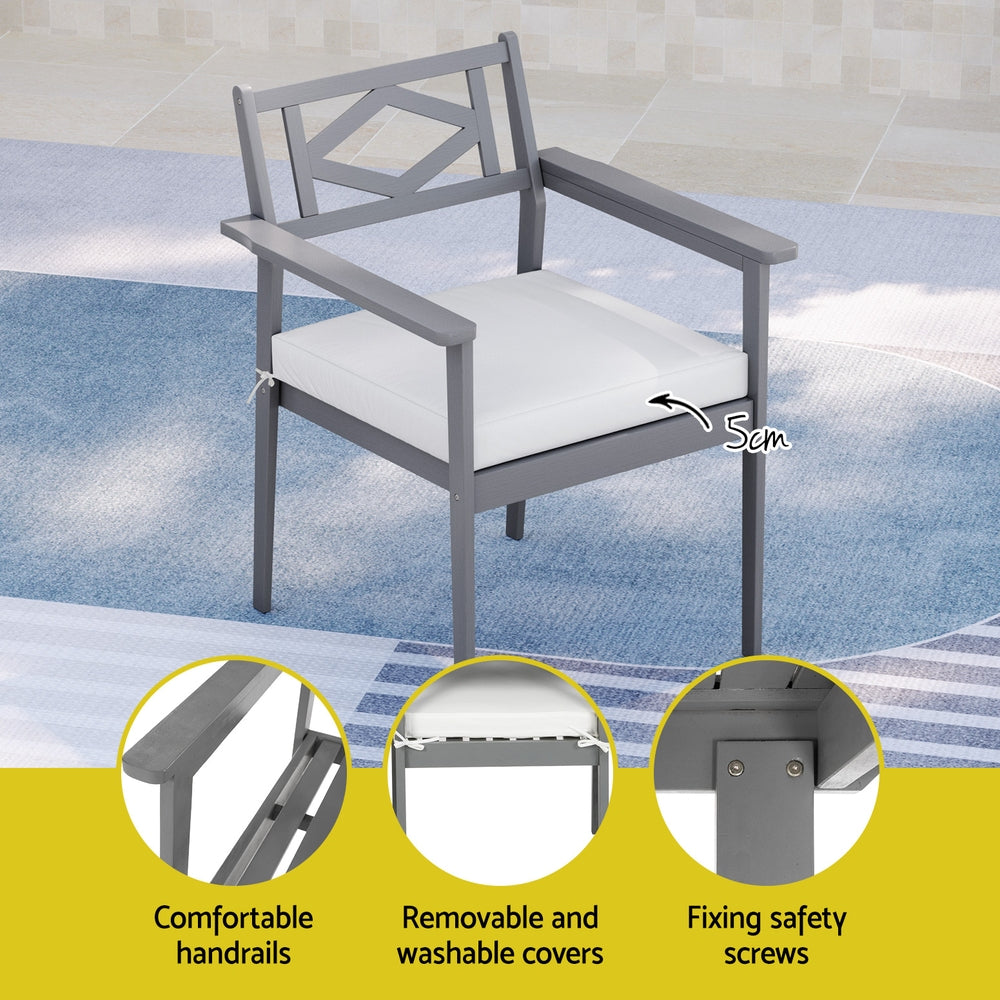 Outdoor Chairs: Gardeon Outdoor Dining Set 5 Piece Wooden Table Chairs Setting Grey